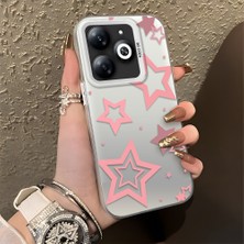 HONTINGA Tecno Spark 20C ile Uyumlu Kılıfı Silikon Kenar Sert Arka Düşüme Önleyici Basitlik Anti Düşme Kamera Korumali Siyah Yıldızlar Desen Telefon Kılıfı Kadın ve Erkek Için Uygundur K1-0709