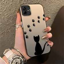 HONTINGA Samsung Galaxy A04E ile Uyumlu Kılıfı Silikon Kenar Sert Arka Düşüme Önleyici Basitlik Anti Düşme Kamera Korumali Kedi Desen Telefon Kılıfı Kadın ve Erkek Için Uygundur K1-0711