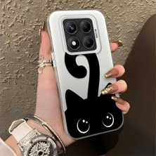 HONTINGA Xiaomi Redmi Note 14 Pro ile Uyumlu Kılıfı Silikon Kenar Sert Arka Düşüme Önleyici Basitlik Anti Düşme Kamera Korumali Kedi Desen Telefon Kılıfı Kadın ve Erkek Için Uygundur K1-0711