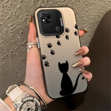 HONTINGA Xiaomi Redmi 9c ile Uyumlu Kılıfı Silikon Kenar Sert Arka Düşüme Önleyici Basitlik Anti Düşme Kamera Korumali Kedi Desen Telefon Kılıfı Kadın ve Erkek Için Uygundur K1-0711