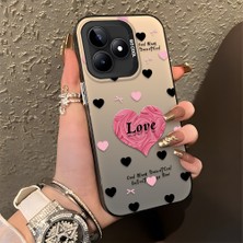 HONTINGA Realme C53 ile Uyumlu Kılıfı Silikon Kenar Sert Arka Düşüme Önleyici Basitlik Anti Düşme Kamera Korumali Kalp Desen Telefon Kılıfı Kadın ve Erkek Için Uygundur K1-0708