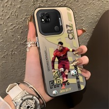 HONTINGA Xiaomi Redmi 10A ile Uyumlu Kılıfı Silikon Kenar Sert Arka Düşüme Önleyici Basitlik Anti Düşme Kamera Korumali Cr7 Desen Telefon Kılıfı Kadın ve Erkek Için Uygundur K1-0712