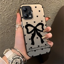 HONTINGA Xiaomi Redmi Note 12 5g ile Uyumlu Kılıfı Silikon Kenar Sert Arka Düşüme Önleyici Basitlik Anti Düşme Kamera Korumali Papyon Desen Telefon Kılıfı Kadın ve Erkek Için Uygundur K1-0713