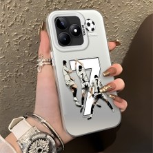 HONTINGA Realme C53 ile Uyumlu Kılıfı Silikon Kenar Sert Arka Düşüme Önleyici Basitlik Anti Düşme Kamera Korumali Cr7 Desen Telefon Kılıfı Kadın ve Erkek Için Uygundur K1-0712