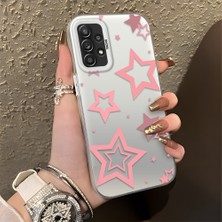 HONTINGA Samsung Galaxy A52 ile Uyumlu Kılıfı Silikon Kenar Sert Arka Düşüme Önleyici Basitlik Anti Düşme Kamera Korumali Siyah Yıldızlar Desen Telefon Kılıfı Kadın ve Erkek Için Uygundur K1-0709