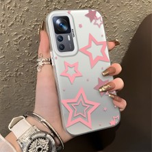 HONTINGA Xiaomi Mi 12T Pro ile Uyumlu Kılıfı Silikon Kenar Sert Arka Düşüme Önleyici Basitlik Anti Düşme Kamera Korumali Siyah Yıldızlar Desen Telefon Kılıfı Kadın ve Erkek Için Uygundur K1-0709