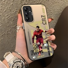 HONTINGA Samsung Galaxy A14 ile Uyumlu Kılıfı Silikon Kenar Sert Arka Düşüme Önleyici Basitlik Anti Düşme Kamera Korumali Cr7 Desen Telefon Kılıfı Kadın ve Erkek Için Uygundur K1-0712