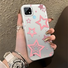 HONTINGA Realme C21 ile Uyumlu Kılıfı Silikon Kenar Sert Arka Düşüme Önleyici Basitlik Anti Düşme Kamera Korumali Siyah Yıldızlar Desen Telefon Kılıfı Kadın ve Erkek Için Uygundur K1-0709