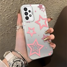 HONTINGA Samsung Galaxy A73 ile Uyumlu Kılıfı Silikon Kenar Sert Arka Düşüme Önleyici Basitlik Anti Düşme Kamera Korumali Siyah Yıldızlar Desen Telefon Kılıfı Kadın ve Erkek Için Uygundur K1-0709