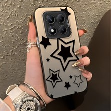 HONTINGA Xiaomi Redmi Note 14 Pro 5g ile Uyumlu Kılıfı Silikon Kenar Sert Arka Düşüme Önleyici Basitlik Anti Düşme Kamera Korumali Siyah Yıldızlar Desen Telefon Kılıfı Kadın ve Erkek Için Uygundur K1-0709