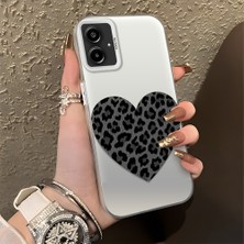 HONTINGA Samsung Galaxy A06 ile Uyumlu Kılıfı Silikon Kenar Sert Arka Düşüme Önleyici Basitlik Anti Düşme Kamera Korumali Leopar Kalp Desen Telefon Kılıfı Kadın ve Erkek Için Uygundur K1-0715