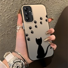 HONTINGA Samsung Galaxy A14 ile Uyumlu Kılıfı Silikon Kenar Sert Arka Düşüme Önleyici Basitlik Anti Düşme Kamera Korumali Kedi Desen Telefon Kılıfı Kadın ve Erkek Için Uygundur K1-0711