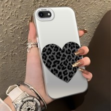 HONTINGA iPhone Se 2022 ile Uyumlu Kılıfı Silikon Kenar Sert Arka Düşüme Önleyici Basitlik Anti Düşme Kamera Korumali Leopar Kalp Desen Telefon Kılıfı Kadın ve Erkek Için Uygundur K1-0715