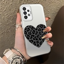 HONTINGA Samsung Galaxy A73 ile Uyumlu Kılıfı Silikon Kenar Sert Arka Düşüme Önleyici Basitlik Anti Düşme Kamera Korumali Leopar Kalp Desen Telefon Kılıfı Kadın ve Erkek Için Uygundur K1-0715