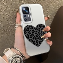 HONTINGA Xiaomi Mi 12T Pro ile Uyumlu Kılıfı Silikon Kenar Sert Arka Düşüme Önleyici Basitlik Anti Düşme Kamera Korumali Leopar Kalp Desen Telefon Kılıfı Kadın ve Erkek Için Uygundur K1-0715
