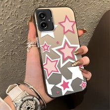 HONTINGA Samsung Galaxy A06 ile Uyumlu Kılıfı Silikon Kenar Sert Arka Düşüme Önleyici Basitlik Anti Düşme Kamera Korumali Renkli Yıldızlar Desen Telefon Kılıfı Kadın ve Erkek Için Uygundur K1-0707