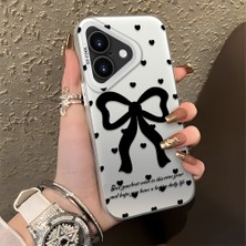 HONTINGA iPhone 16 ile Uyumlu Kılıfı Silikon Kenar Sert Arka Düşüme Önleyici Basitlik Anti Düşme Kamera Korumali Papyon Desen Telefon Kılıfı Kadın ve Erkek Için Uygundur K1-0713