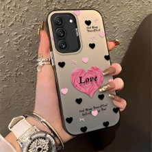 HONTINGA Samsung Galaxy S22 ile Uyumlu Kılıfı Silikon Kenar Sert Arka Düşüme Önleyici Basitlik Anti Düşme Kamera Korumali Kalp Desen Telefon Kılıfı Kadın ve Erkek Için Uygundur K1-0708