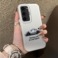 HONTINGA Samsung Galaxy S23 ile Uyumlu Kılıfı Silikon Kenar Sert Arka Düşüme Önleyici Basitlik Anti Düşme Kamera Korumali Mercedes Desen Telefon Kılıfı Kadın ve Erkek Için Uygundur K1-0716