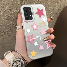 HONTINGA Samsung Galaxy A32 ile Uyumlu Kılıfı Silikon Kenar Sert Arka Düşüme Önleyici Basitlik Anti Düşme Kamera Korumali Renkli Yıldızlar Desen Telefon Kılıfı Kadın ve Erkek Için Uygundur K1-0707