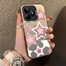 HONTINGA Realme C53 ile Uyumlu Kılıfı Silikon Kenar Sert Arka Düşüme Önleyici Basitlik Anti Düşme Kamera Korumali Renkli Yıldızlar Desen Telefon Kılıfı Kadın ve Erkek Için Uygundur K1-0707