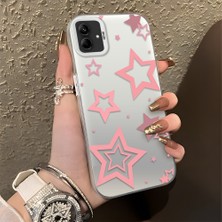 HONTINGA Samsung Galaxy A04E ile Uyumlu Kılıfı Silikon Kenar Sert Arka Düşüme Önleyici Basitlik Anti Düşme Kamera Korumali Siyah Yıldızlar Desen Telefon Kılıfı Kadın ve Erkek Için Uygundur K1-0709