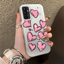 HONTINGA Samsung Galaxy M23 ile Uyumlu Kılıfı Silikon Kenar Sert Arka Düşüme Önleyici Basitlik Anti Düşme Kamera Korumali Kalp Desen Telefon Kılıfı Kadın ve Erkek Için Uygundur K1-0708