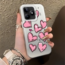 HONTINGA Realme C53 ile Uyumlu Kılıfı Silikon Kenar Sert Arka Düşüme Önleyici Basitlik Anti Düşme Kamera Korumali Kalp Desen Telefon Kılıfı Kadın ve Erkek Için Uygundur K1-0708