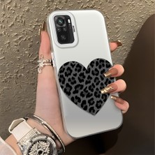 HONTINGA Xiaomi Redmi Note 10S ile Uyumlu Kılıfı Silikon Kenar Sert Arka Düşüme Önleyici Basitlik Anti Düşme Kamera Korumali Leopar Kalp Desen Telefon Kılıfı Kadın ve Erkek Için Uygundur K1-0715