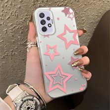 HONTINGA Samsung Galaxy A72 ile Uyumlu Kılıfı Silikon Kenar Sert Arka Düşüme Önleyici Basitlik Anti Düşme Kamera Korumali Siyah Yıldızlar Desen Telefon Kılıfı Kadın ve Erkek Için Uygundur K1-0709