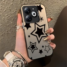 HONTINGA Tecno Spark Go 2024 ile Uyumlu Kılıfı Silikon Kenar Sert Arka Düşüme Önleyici Basitlik Anti Düşme Kamera Korumali Siyah Yıldızlar Desen Telefon Kılıfı Kadın ve Erkek Için Uygundur K1-0709