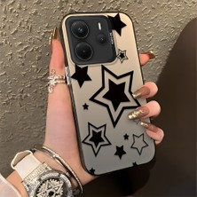 HONTINGA Xiaomi Redmi Note 14 ile Uyumlu Kılıfı Silikon Kenar Sert Arka Düşüme Önleyici Basitlik Anti Düşme Kamera Korumali Siyah Yıldızlar Desen Telefon Kılıfı Kadın ve Erkek Için Uygundur K1-0709