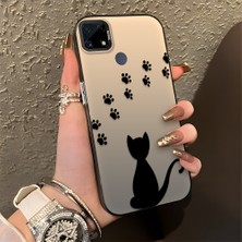 HONTINGA Realme C15 ile Uyumlu Kılıfı Silikon Kenar Sert Arka Düşüme Önleyici Basitlik Anti Düşme Kamera Korumali Kedi Desen Telefon Kılıfı Kadın ve Erkek Için Uygundur K1-0711