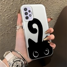 HONTINGA Samsung Galaxy A72 ile Uyumlu Kılıfı Silikon Kenar Sert Arka Düşüme Önleyici Basitlik Anti Düşme Kamera Korumali Kedi Desen Telefon Kılıfı Kadın ve Erkek Için Uygundur K1-0711