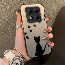 HONTINGA Xiaomi Redmi Note 14 Pro ile Uyumlu Kılıfı Silikon Kenar Sert Arka Düşüme Önleyici Basitlik Anti Düşme Kamera Korumali Kedi Desen Telefon Kılıfı Kadın ve Erkek Için Uygundur K1-0711