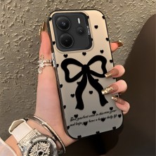 HONTINGA Xiaomi Redmi Note 14 4g ile Uyumlu Kılıfı Silikon Kenar Sert Arka Düşüme Önleyici Basitlik Anti Düşme Kamera Korumali Papyon Desen Telefon Kılıfı Kadın ve Erkek Için Uygundur K1-0713