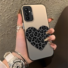 HONTINGA Samsung Galaxy M23 ile Uyumlu Kılıfı Silikon Kenar Sert Arka Düşüme Önleyici Basitlik Anti Düşme Kamera Korumali Leopar Kalp Desen Telefon Kılıfı Kadın ve Erkek Için Uygundur K1-0715