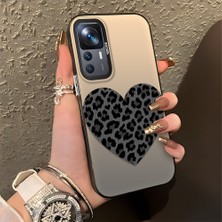 HONTINGA Xiaomi Mi 12T Pro ile Uyumlu Kılıfı Silikon Kenar Sert Arka Düşüme Önleyici Basitlik Anti Düşme Kamera Korumali Leopar Kalp Desen Telefon Kılıfı Kadın ve Erkek Için Uygundur K1-0715