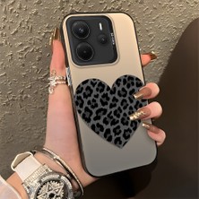 HONTINGA Xiaomi Redmi Note 14 ile Uyumlu Kılıfı Silikon Kenar Sert Arka Düşüme Önleyici Basitlik Anti Düşme Kamera Korumali Leopar Kalp Desen Telefon Kılıfı Kadın ve Erkek Için Uygundur K1-0715