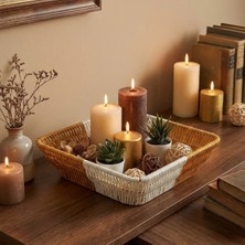 Norino Buffer® Kare Çift Renkli Plastik Rattan Ekmek ve Meyve Sepeti - Çok Amaçlı Banyo ve Mutfak Düzenleyici - Yıkanabilir Tezgâh Üstü Organizer