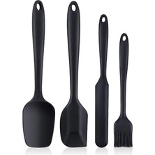 Delixa 4 Parça Büyük Boy Silikon Yumurta Fırçası Kaşık Spatula Seti Isıya Dayanıklı
