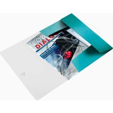 Hype Store Leitz 45990051 A4 Ince Lastikli 3 Katlı Dosya, Metalik Buz Mavisi, 150 Sayfa Kapasiteli
