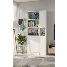 Yeti Mobilya FLAT85 Kitaplık 4 Kapaklı Kütüphane Beyaz