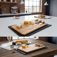 Hepta Collection Bambu Peynir Sunum Tabağı, Meyve Yiyecek Tahta Sunum Tabağı 4 Parça | Doğal ve Şık Bambu Peynir - Le