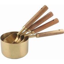 Hepta Collection Orret Home Özel Üretim Akasya Ağacı Saplı Paslanmaz Çelik 4'lü Ölçü Kaşığı Seti – Lüks ve Şık Tasarı