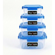 Hepta Collection Vios Store 4’lü Kilitli Saklama Kabı Seti – Sızdırmaz Kapaklı, Farklı Boy ve Renklerde, Bpa Içermez,