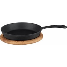 Hepta Collection Ahşap Saplı Dökme Demir Kızartma Tavası, Yuvarlak, Indüksiyon Dahil Tüm Ocaklar Için Uygundur