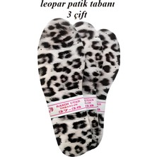 Özgürce Siyah Beyaz Leopar Desenli 3 Katmanlı Patik Tabanlı Örgü Tabanlık