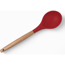 Hepta Collection Bambu Saplı Silikon Servis Kaşığı, Bambu Uzun Silikon Servi Kaşığı 28CM 3 Renk Seçenekli, Yemeklerin