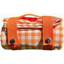 Hype Store Badger Turuncu Piti Kareli Artha Piknik Örtüsü 150X150 Cm, Dayanıklı Kamp Ekipmanları, Kamp Aksesuar